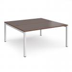 Connex starter units back to back 1600mm x 1600mm - white frame, walnut top CO1616-SB-WH-W