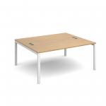 Connex back to back desks 1600mm x 1600mm - white frame, oak top CO1616-WH-O