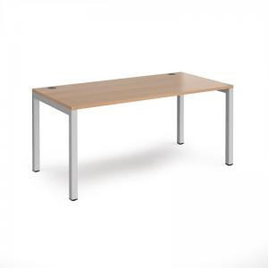 Connex single desk 1600mm x 800mm - silver frame, beech top CO168-S-B