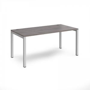 Connex starter unit single 1600mm x 800mm - silver frame, grey oak top