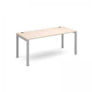Connex single desk 1600mm x 800mm - silver frame and maple top