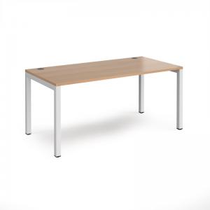 Connex single desk 1600mm x 800mm - white frame, beech top CO168-WH-B