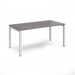 Connex single desk 1600mm x 800mm - white frame and grey oak top