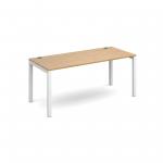 Connex single desk 1600mm x 800mm - white frame and oak top