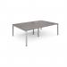 Connex double back to back desks 2400mm x 1600mm - silver frame, grey oak top CO2416-S-GO