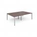 Connex double back to back desks 2400mm x 1600mm - silver frame, walnut top CO2416-S-W