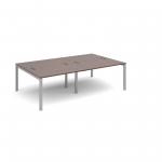 Connex double back to back desks 2400mm x 1600mm - silver frame, walnut top CO2416-S-W