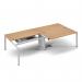 Connex double back to back desks 2400mm x 1600mm - white frame, beech top CO2416-WH-B
