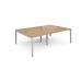 Connex double back to back desks 2400mm x 1600mm - white frame, oak top CO2416-WH-O