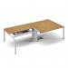 Connex double back to back desks 2400mm x 1600mm - white frame, oak top CO2416-WH-O