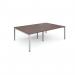 Connex double back to back desks 2400mm x 1600mm - white frame, walnut top CO2416-WH-W