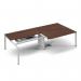 Connex double back to back desks 2400mm x 1600mm - white frame, walnut top CO2416-WH-W