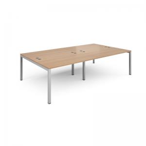 Connex double back to back desks 2800mm x 1600mm - silver frame, beech