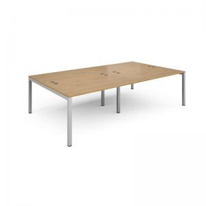 Connex double back to back desks 2800mm x 1600mm - silver frame, oak