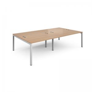 Connex double back to back desks 2800mm x 1600mm - white frame, beech