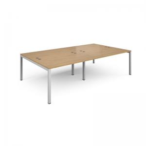 Connex double back to back desks 2800mm x 1600mm - white frame, oak