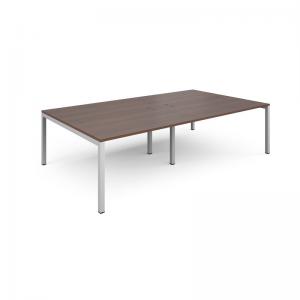 Connex double back to back desks 2800mm x 1600mm - white frame, walnut