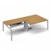Connex double back to back desks 3200mm x 1600mm - silver frame, oak top CO3216-S-O