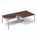 Connex double back to back desks 3200mm x 1600mm - silver frame, walnut top CO3216-S-W