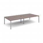 Connex double back to back desks 3200mm x 1600mm - silver frame, walnut top CO3216-S-W