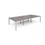 Connex triple back to back desks 3600mm x 1600mm - silver frame, grey oak top CO3616-S-GO