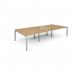 Connex triple back to back desks 3600mm x 1600mm - silver frame, oak top CO3616-S-O