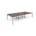 Connex triple back to back desks 3600mm x 1600mm - silver frame, walnut top CO3616-S-W