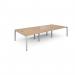 Connex triple back to back desks 3600mm x 1600mm - white frame, beech top CO3616-WH-B