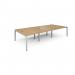 Connex triple back to back desks 3600mm x 1600mm - white frame, oak top CO3616-WH-O