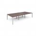 Connex triple back to back desks 3600mm x 1600mm - white frame, walnut top CO3616-WH-W