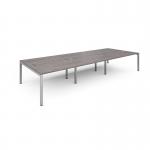 Connex triple back to back desks 4200mm x 1600mm - silver frame, grey oak top CO4216-S-GO