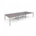 Connex triple back to back desks 4200mm x 1600mm - silver frame, grey oak top CO4216-S-GO