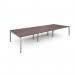 Connex triple back to back desks 4200mm x 1600mm - silver frame, walnut top CO4216-S-W
