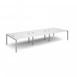 Connex triple back to back desks 4200mm x 1600mm - silver frame, white top CO4216-S-WH