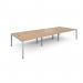 Connex triple back to back desks 4200mm x 1600mm - white frame, beech top CO4216-WH-B