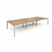 Connex triple back to back desks 4200mm x 1600mm - white frame, oak top CO4216-WH-O