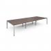 Connex triple back to back desks 4200mm x 1600mm - white frame, walnut top CO4216-WH-W