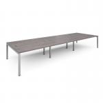 Connex triple back to back desks 4800mm x 1600mm - silver frame, grey oak top CO4816-S-GO