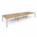 Connex triple back to back desks 4800mm x 1600mm - silver frame, oak top CO4816-S-O