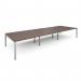 Connex triple back to back desks 4800mm x 1600mm - silver frame, walnut top CO4816-S-W