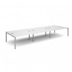 Connex triple back to back desks 4800mm x 1600mm - silver frame, white top CO4816-S-WH