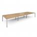 Connex triple back to back desks 4800mm x 1600mm - white frame, oak top CO4816-WH-O