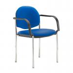 Coda multi purpose stackable conference chair with fixed arms - Ocean Blue vinyl COD101H-74465