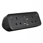 Comet desk top power module 2 x UK sockets, USB A&C fast charge - Black COM-1-K
