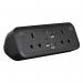 Comet desk top power module 2 x UK sockets, USB A&C fast charge - Black COM-1-K