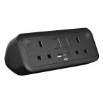 Comet 100W desk top module 2 x UK sockets, USB A&C fast charge (100W) transformer - black COM-2-K