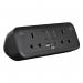 Comet 100W desk top module 2 x UK sockets, USB A&C fast charge (100W) transformer - black COM-2-K