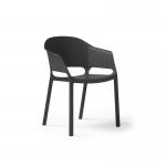 Contra one piece polypropylene chair with integrated arms in black CON301-K