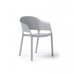Contra one piece polypropylene chair with integrated arms in pearl grey CON301-PG