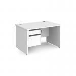 Contract 25 straight desk with 2 drawer graphite pedestal and panel leg 1200mm x 800mm - white CP12S2-G-WH
